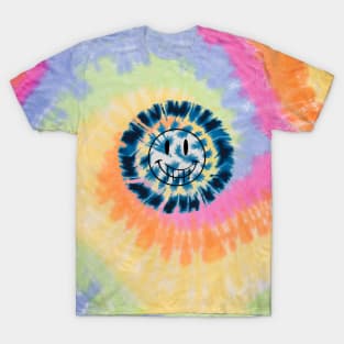 "Psychedelic 90s Smiley: Retro Vibe Explosion!"- Retro Cute Hipster Blues T-Shirt